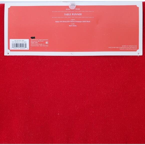 Opalhouse Red Pom Pom Trim Table Runner 14in x 72in New - Picture 4 of 4